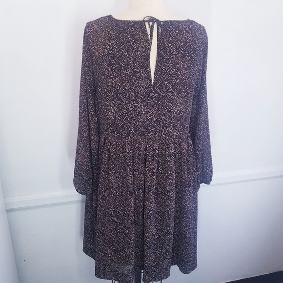 Madewell |‎ Vneck print Long Sleeve mini Flare Dress L - Picture 13 of 16